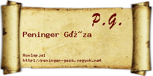 Peninger Géza névjegykártya